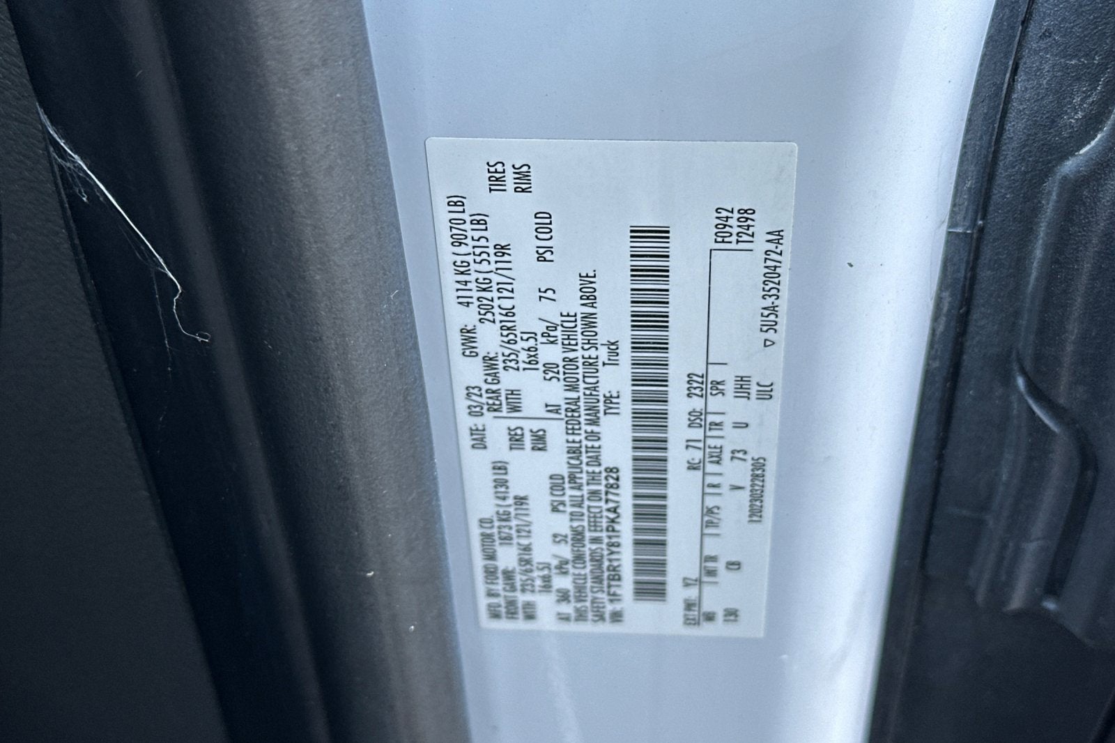 2023 Ford Transit Cargo Van T-250 130" Low Rf 9070 GVWR RWD