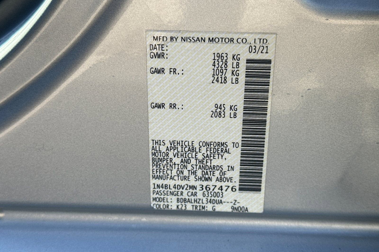 2021 Nissan Altima 2.5 SV