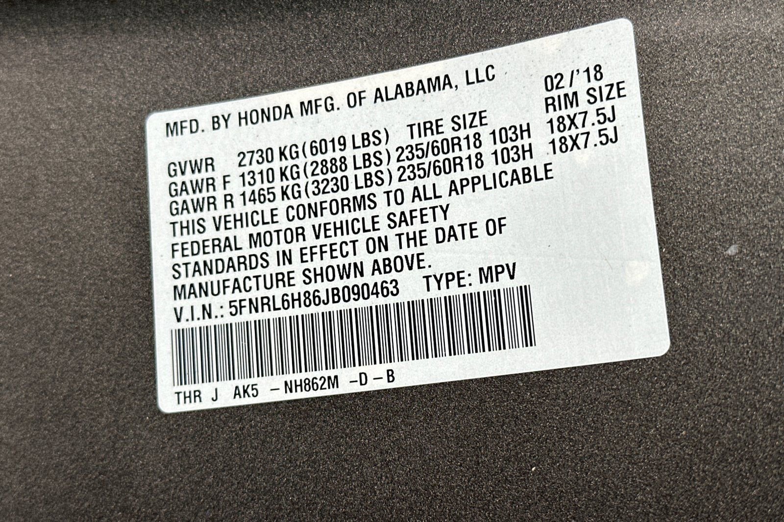 2018 Honda Odyssey Touring