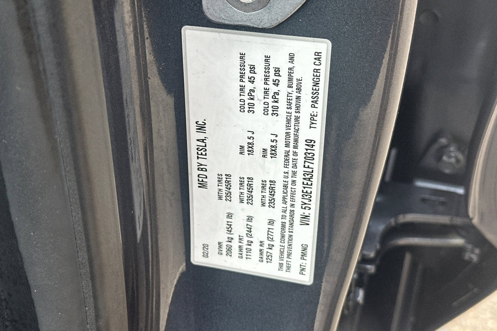 2020 Tesla Model 3 Standard Range Plus