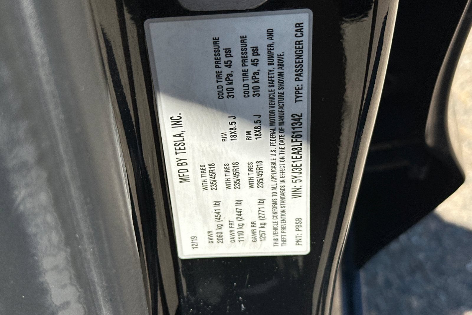 2020 Tesla Model 3 Standard Range Plus